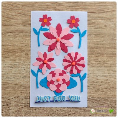 立體貼紙-手工卡片 造型貼紙-粉紅 靛藍 小花 HT-21