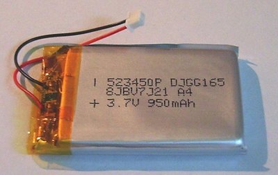 3.7V/ 950mAH(鋰聚合物電池)---含保護電路板及JST銜接插頭