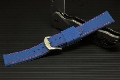 20mm silicone 網紋賽車疾速風格深藍色矽膠錶帶,不鏽鋼製錶扣,紅色縫線,雙錶圈,diesel oris