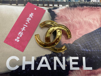 ☆最愛二手精品☆ CHANEL 香奈兒復古金色大雙C LOGO 胸針別針 XG7723 VINTAGE 老香 古董