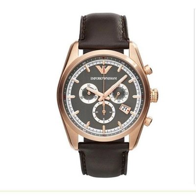 代購品牌Armani亞曼尼手錶 複古多功能計時真皮三眼商務男士手錶