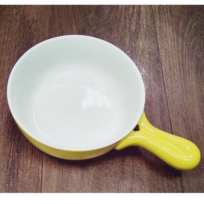 一鑫餐具【單把陶瓷焗烤盤 黃色 14.5公分】單柄焗烤盤碗盅