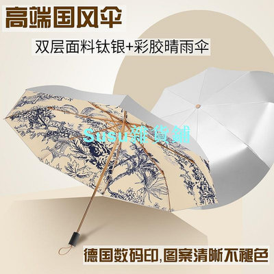 高檔雨傘 自動顯示溫度傘 摺疊晴雨傘兩用 自動傘雙層太陽傘 女防晒傘防紫外線 黑膠遮陽傘