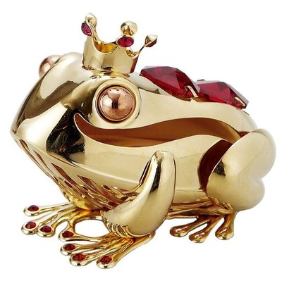 日本進口 好品質精緻施華洛世奇水晶金色歐式皇冠青蛙擺件裝飾品高檔禮物禮品桌面櫥窗桌上裝飾物品青蛙模型收藏品 5968c