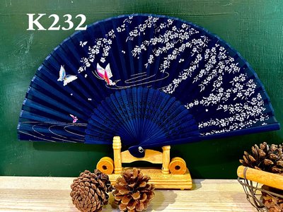 K232日式真絲印花扇子21公分精緻竹骨扇子【麗子精品公司扇子的家】日式扇子批發零售