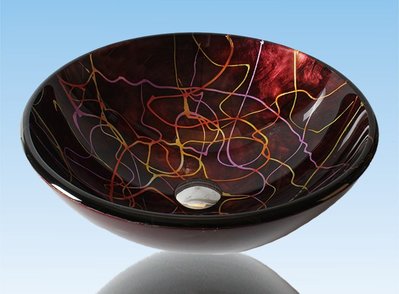 FUO衛浴:42公分 彩繪工藝 藝術強化玻璃碗公盆 (WY15046)預訂!