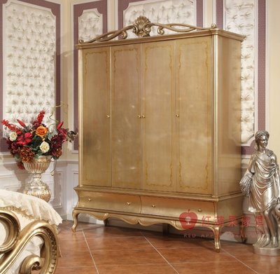[紅蘋果傢俱] GT-014 宮廷‧凡爾賽系列 歐式 四門衣櫃 新古典 衣櫃 衣櫥 高檔 法式 奢華