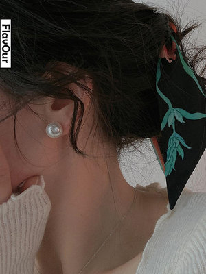 s925純銀貝珠珍珠耳釘小眾設計個性ins風氣質復古法式網紅耳飾女