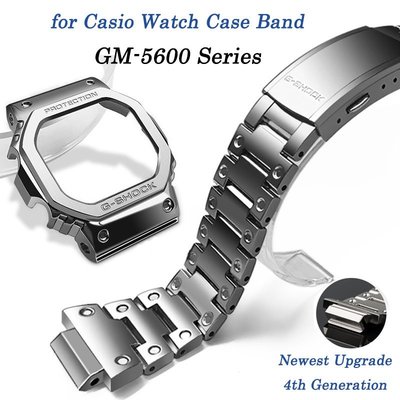 卡西歐 GM-5600 GM5600-1dr 小方形系列金屬手錶配件錶帶錶殼 GM5600 Mod