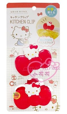 ♥小公主日本精品♥ Hello Kitty紅色可愛蝴蝶結造型萬用小物夾食物夾曬衣夾趴姿kitty可愛造型1186205