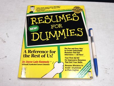 【考試院二手書】《Resumes for Dummies》ISBN:1568843968│六成新(11F36）