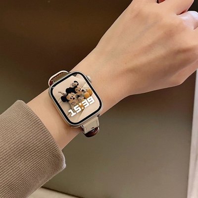 「小紅書同款」雙釘扣真皮錶帶 Apple watch錶帶 iwatch錶帶 蘋果錶帶 真皮錶帶 S8 SE專用錶帶 錶帶