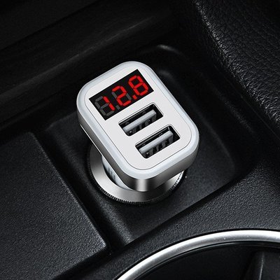 2.1A USB Apple 手機 12/24V 汽車用 LED點煙器式數位電壓錶表計