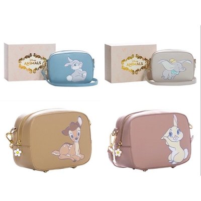 正版 小飛象、桑普兔、小鹿班比、邦妮兔壓紋圖案方包 Grace gift 休閒拉鏈側背包方包 肩背包
