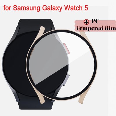 森尼3C-錶殼於Samsung Galaxy Watch 5 40mm 44mm保護殼 PC硬殼+鋼化膜 全包保護殼-品質保證