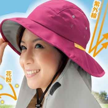 日本戶外專用 防紫外線 防水透氣日本遮陽帽 護頸 防花粉 面罩 口罩 大帽檐 日本帽子 頭圍55-58CM