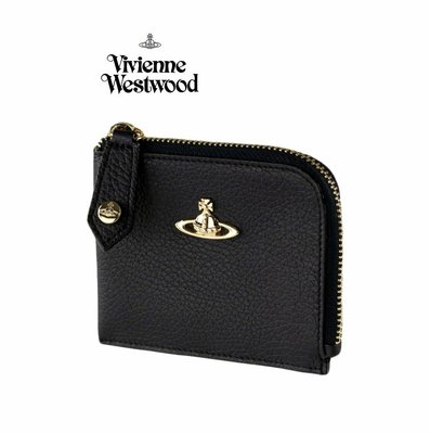 Vivienne Westwood （黑色）真皮 拉鍊 短夾 皮夾 零錢包｜100%全新正品｜特價!