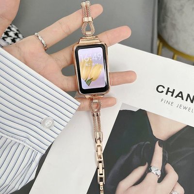 熱銷 復古銅鏈錶帶 適用華為手環7錶帶 金屬錶帶 金屬框+錶帶 華為手環6 Huawei Band 6 7 不鏽鋼錶帶 腕帶-可開發票