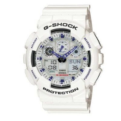 G-SHOCK 個性Man運動錶(GA-100A-7A)-白~限量款