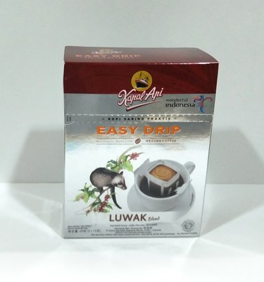 全新盒裝Kapal Api EASY DRIP LUWAK Blend 印尼帆船麝香貓濾掛式耳掛式咖啡10g x 5小袋