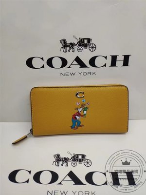 空姐精品代購 COACH CH498 Keith Haring 迪士尼聯名 卡通圖案C標設計 荔枝紋牛皮皮夾 蔻馳熱賣新款 女士長夾 女生錢夾 手抓錢包 附購證