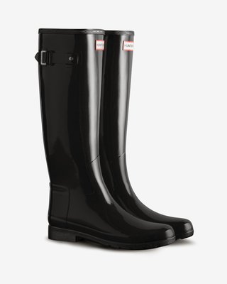 跩狗嚴選 英國代購正品 Hunter Refined Boots 修身 窄款 筒圍 亮面 黑色 長筒 高筒 雨鞋 雨靴