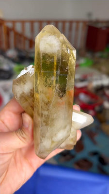天然雙尖黃水晶原石擺件 亮皮 重255克668 水晶 原石 擺件【玲瓏軒】