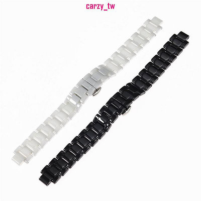 特價現原品質陶瓷錶帶適用於唐可娜兒DKNY手錶陶瓷錶帶黑色白色14x8mm錶鏈配-3C玩家