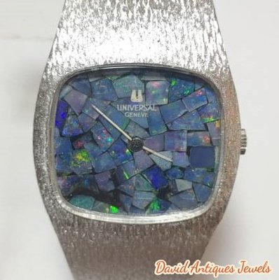 ((天堂鳥)) 宇宙錶Universal Geneve black opal 18K金手上鍊男女通用中性錶