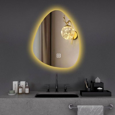 【熱賣精選】 浴室智能鏡子異形除霧水滴形衛生間觸摸屏led防爆壁掛化妝鏡帶燈