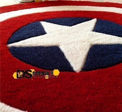 米可家飾  loft 美國隊長盾牌圓形地毯 復仇者聯盟客廳腳墊 200cm 美式鄉村潮流設計 大號訂製尺寸
