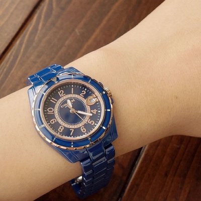 COACH Preston 鑲水晶藍色錶盤 藍色陶瓷錶帶 石英 女士手錶