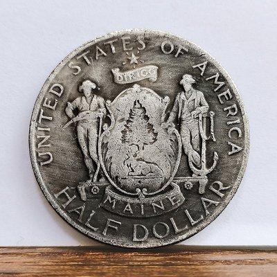 老董先生1820緬因州百年紀念日半美元硬幣 仿古銀幣外國硬幣錢幣工藝品