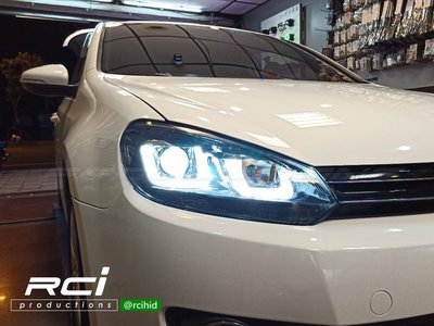 RC HID LED專賣店 VW GOLF 6代 類 GOLF7 U型日行燈 遠近 魚眼大燈組 含馬達 SONAR
