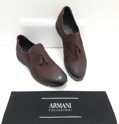 Armani Collezioni 專櫃 阿瑪尼 全新 咖啡色 霧面 牛皮 流蘇 皮鞋 休閒鞋 男鞋  8
