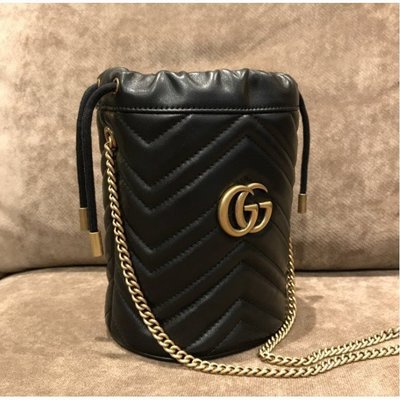 Gucci GG Marmont mini 黑色 迷你 圓筒 束口 水桶包 575163 全新 有現貨
