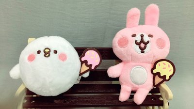 卡娜赫拉的小動物 冰淇淋 粉紅兔兔 P助 3吋 絨毛玩偶 吊飾 兩隻一起賣