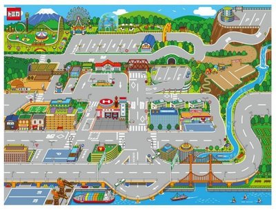 日本原裝 Tomica 多美小汽車 城鎮街道 攜帶式地圖