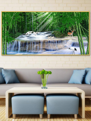 綠色竹林風景畫客廳背景墻貼畫墻貼自粘裝飾畫書房辦公室墻紙壁畫