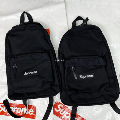 【日本購入】現貨 iShoes正品 Supreme Canvas Backpack 後背包 黑色 帆布 穿搭 潮流 包包