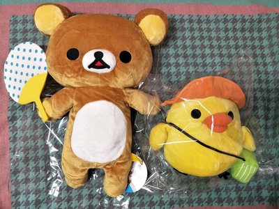 拉拉熊 懶熊 小雞 懶懶熊 郊遊 扇子 日本正版 玩偶 娃娃  早期