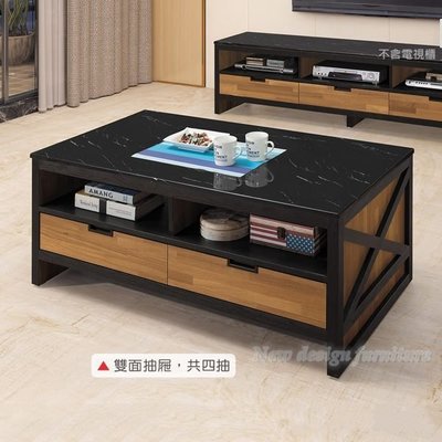 【N D Furniture】台南在地家具-工業風木心板木紋人造石面四抽120cm大茶几/石面茶几YH