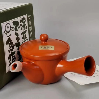日本制常滑燒朱泥橫手茶壺容量250ml全新未使用品相標