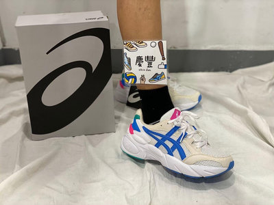 騰飛亞瑟士ASICS GEL-BND? GS 老爹鞋 休閒鞋 女 白鞋 粉紅 藍 1024A024-101