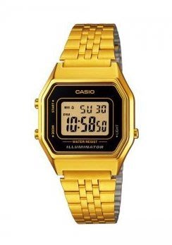 [時間達人] CASIO 經典復古數字型電子錶(LA680WGA-1)-金色x黑框/28.6mm