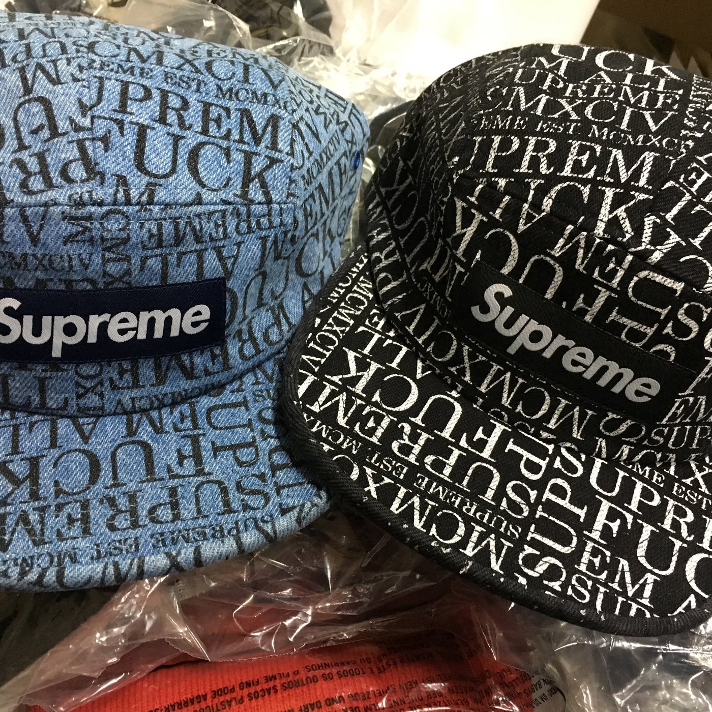 超搶手】全新正品2015 秋冬Supreme Fuck Em All Denim Camp Cap 五分割