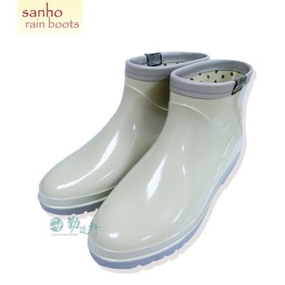 ♪ノ勤逸軒♪ノ雨季新發售【SANHO】新圓點短雨鞋(象牙色)