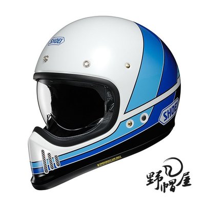 《野帽屋》日本 SHOEI EX-Zero 復古越野帽 山車帽 哈雷 全罩安全帽 #EQUATION TC-11 藍白