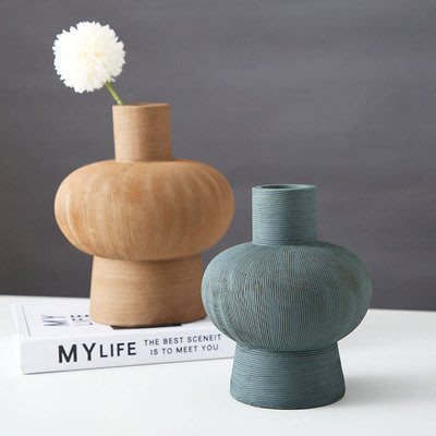 特價花瓶擺飾現代簡約粗陶瓷花瓶 創意幾何插花干花花器 客廳桌家居擺件