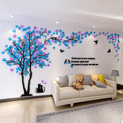 【DAORUI】！3D立體牆貼 情侶樹大樹壓克力壁貼 創意客廳貼畫 花草樹木牆貼 電視背景牆裝潢 房間裝飾 壁貼